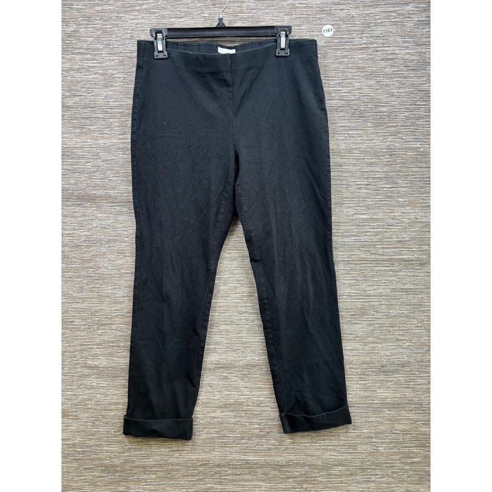 J Jill Premium Bi Stretch Pull On Cropped Pants Womens Sz 8 Black Cuffed Ankle